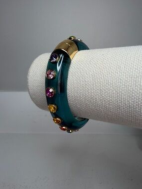 Kurt Geiger Teal Crystal-Embellished Resin Bangle Bracelet